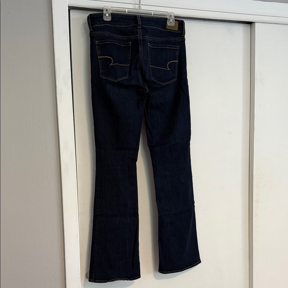 American Eagle Women's Dark Blue High Rise Flare Jeans - Picture 2 of 5